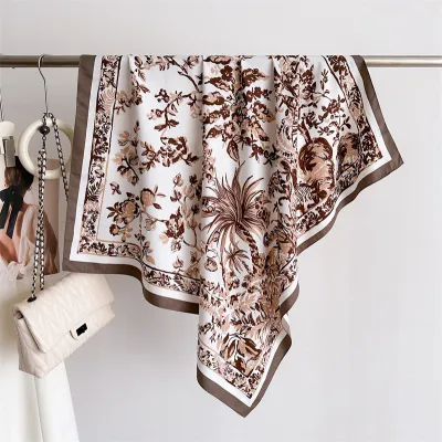 Women Fashion Printed Colorblock Square Scarf 90cm