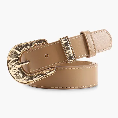Women's Fashion Casual Irregular Texture PU Alloy Pin Buckle Waist Belt