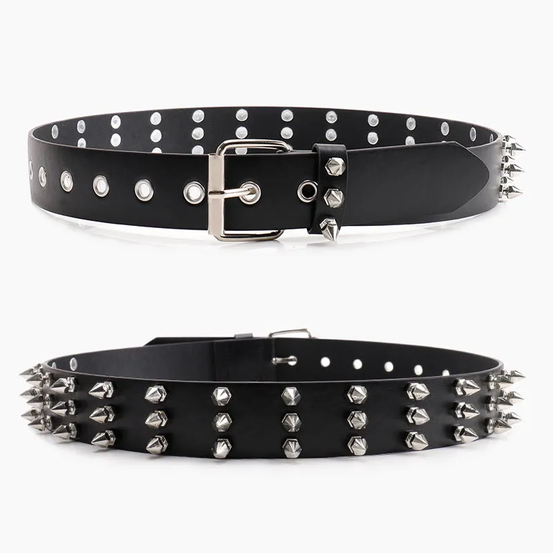 Women Fashion Gothic Style Pointed Beads Rivet Belt