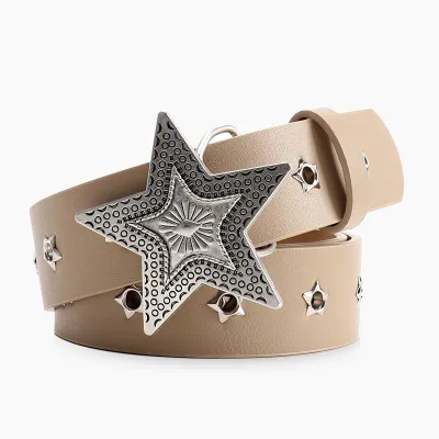 Women Fashion Retro Five-Pointed Star Buckle Belt