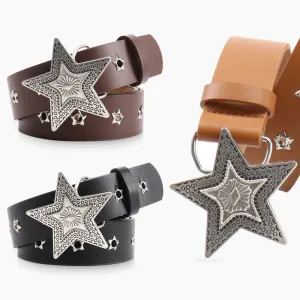 Women Fashion Retro Five-Pointed Star Buckle Belt