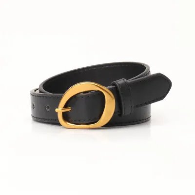 Women Fashion Casual Simple Solid Color Pin Buckle Faux Leather Belt