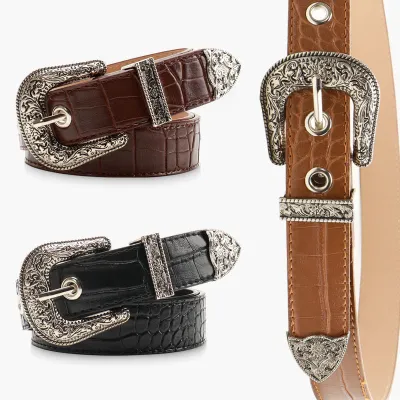 حزام نسائي أنيق بنمط كلاسيكي مزين بإبزيم