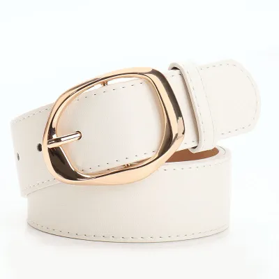 Women's Fashion Casual Irregular Alloy Buckle Wide Belt Faux Leather