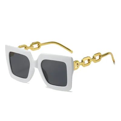 Women's Fashion Casual Large Frame Chain Square Sunglasses