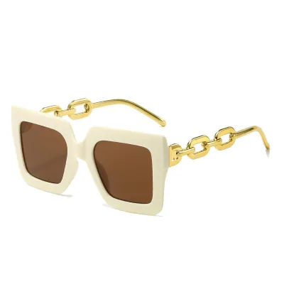 Women's Fashion Casual Large Frame Chain Square Sunglasses
