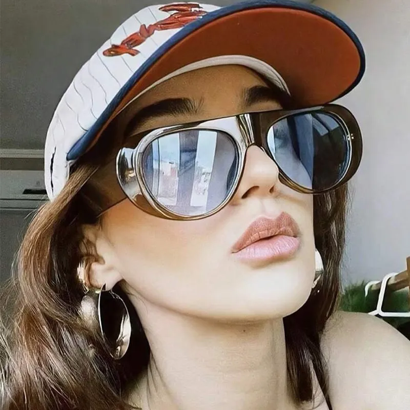 Women's Fashion Oversized Elliptical Frame Casual Sunglasses