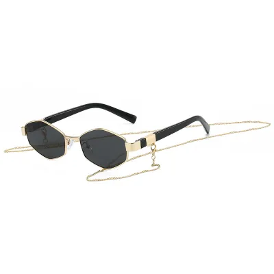 Women Fashion Creative Polygon Metal Chain Sunglasses