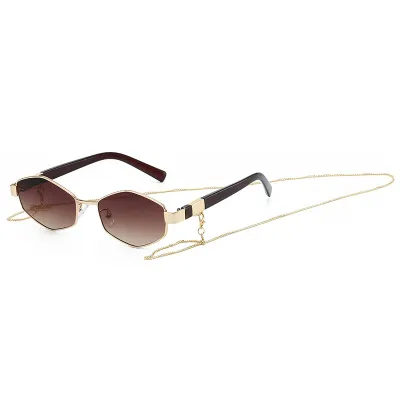 Women Fashion Creative Polygon Metal Chain Sunglasses