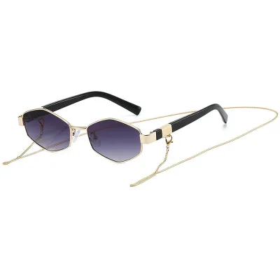 Women Fashion Creative Polygon Metal Chain Sunglasses