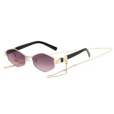 Women Fashion Creative Polygon Metal Chain Sunglasses
