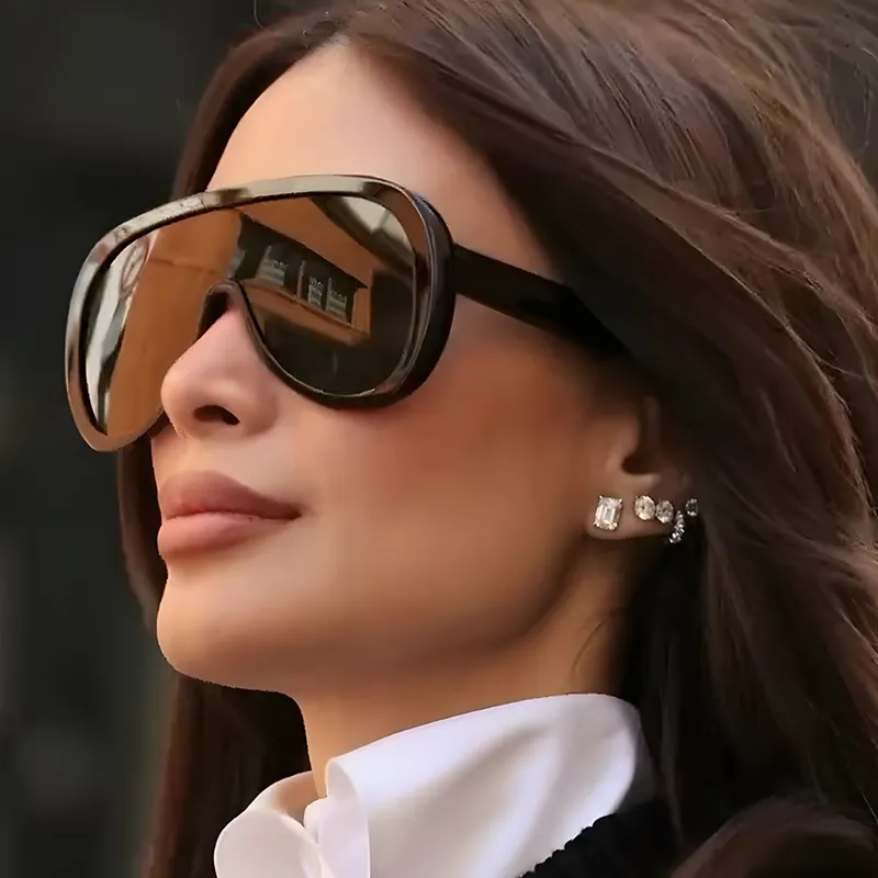 Women Fashion Casual Big Frame Aviator Sunglasses PC Lens