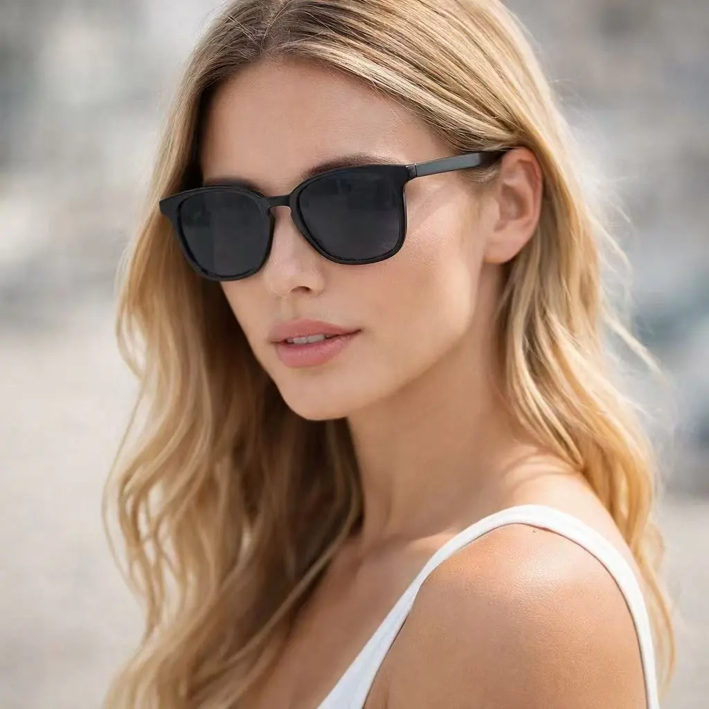 Women Fashion Retro Simple Square Sunglasses PC Frame