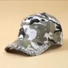 Grey Camouflage Round Rhinestone