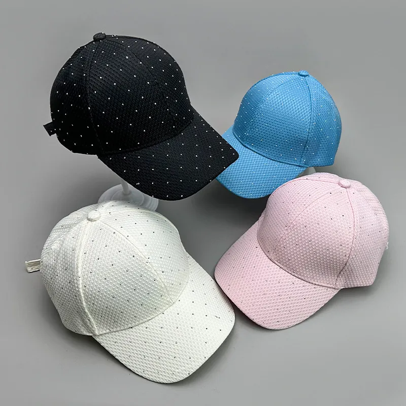 Women Fashion Casual Solid Rhinestone Baseball Cap