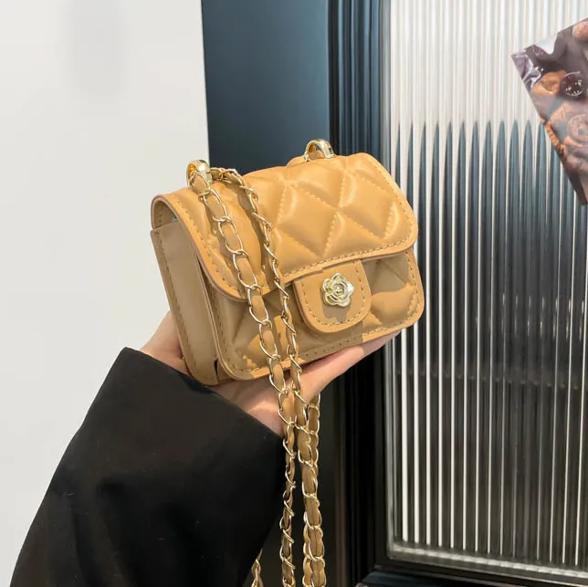 Women Fashion Casual Solid Color Chain Portable Mini Small Square Crossbody Bag