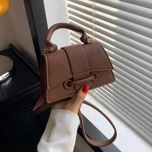 Women Fashion Casual Solid Color Mini PU Crossbody Bag with Magnetic Clasp
