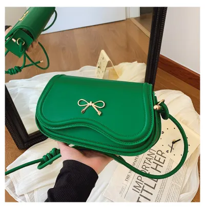 Women Fashion Casual Solid Color Bowknot Buckle Crossbody Bag