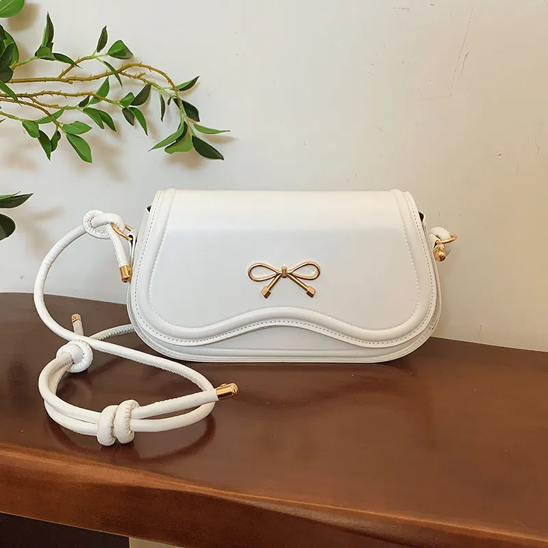 Women Fashion Casual Solid Color Bowknot Buckle Crossbody Bag