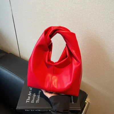 Women Fashion Casual Solid Color Cloud Pack Handbag with Magnetic Clasp