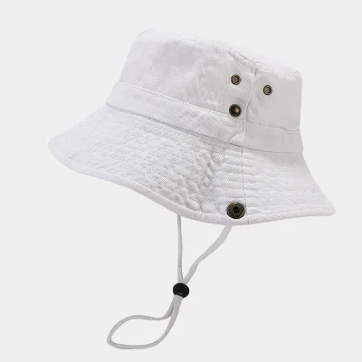 Fashion Retro Solid Color Washed Cotton Big Brim Flat Top Bucket Hat