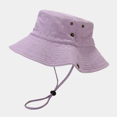Fashion Retro Solid Color Washed Cotton Big Brim Flat Top Bucket Hat