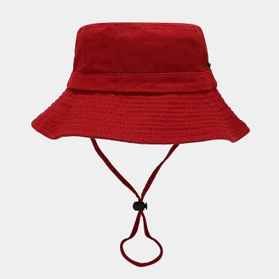 Fashion Retro Solid Color Washed Cotton Big Brim Flat Top Bucket Hat