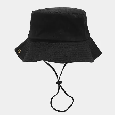Fashion Retro Solid Color Washed Cotton Big Brim Flat Top Bucket Hat
