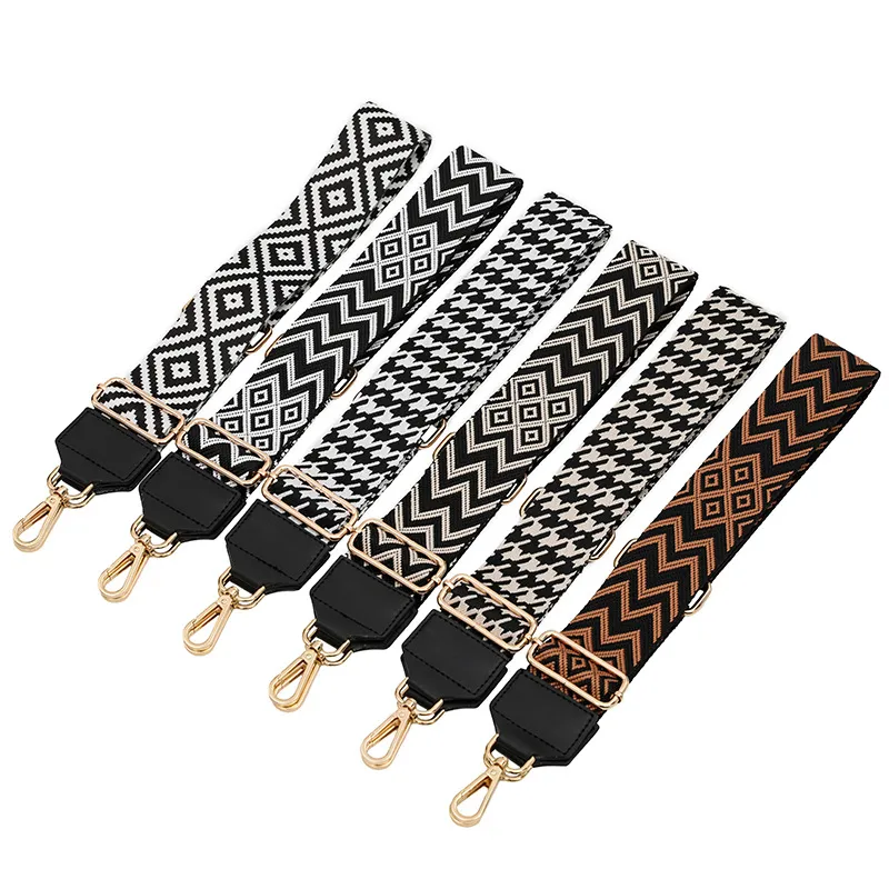 Fashion Pu Leather Jacquard Adjustable Wide Strap Bag Accessories