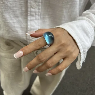 Women's Fashion Multicolor Geometric Resin Acrylic Ring