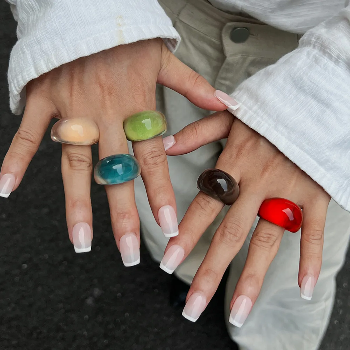 Women's Fashion Multicolor Geometric Resin Acrylic Ring