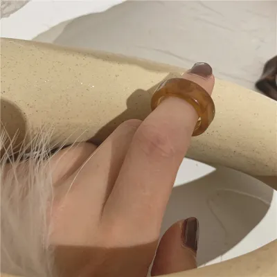 Women Fashion Geometric Resin Acrylic Amber Ring