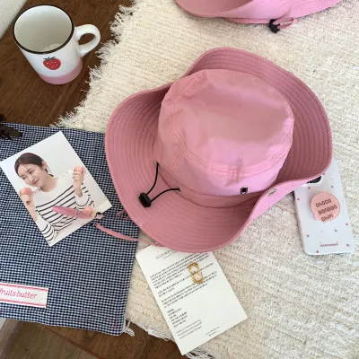 Women Fashion Casual Solid Color Drawstring Bucket Hat