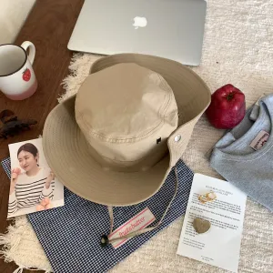 Women Fashion Casual Solid Color Drawstring Bucket Hat