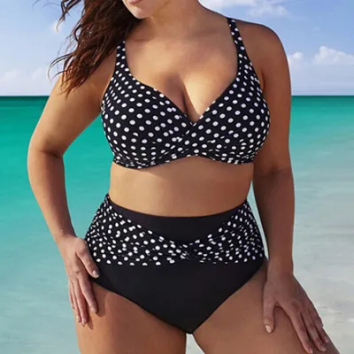 women fashion Sexy Plus Size Polka Dot Print Bikini Swimsuit