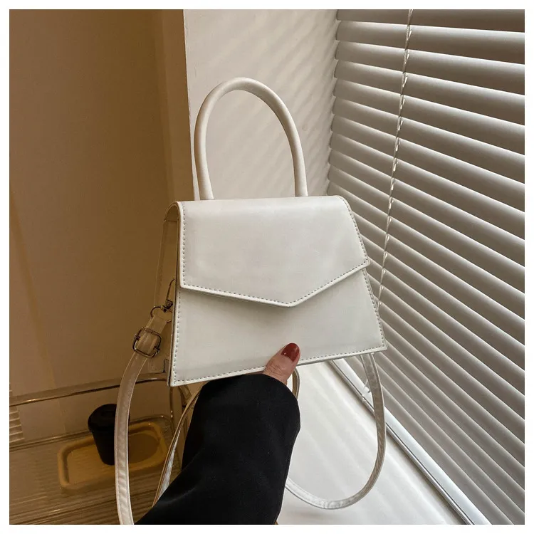 Women's Fashion Casual Solid Color Portable Small Square Handbag PU