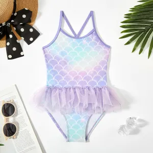 Kids Girls Fashion Cute Mermaid One-Piece Sleeveless Swimsuit