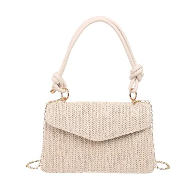 Women Fashion Simple Straw Woven Small Square Handbag