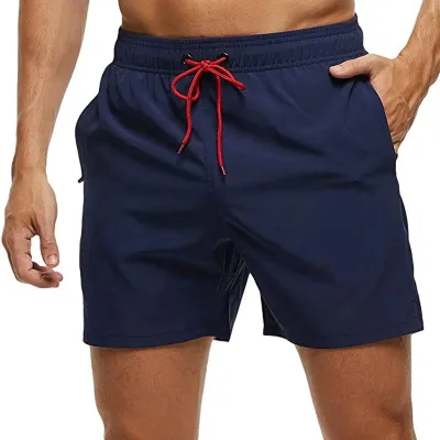 Men's Quick-Drying Casual Solid Color Beach Shorts with Printing