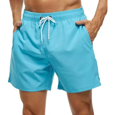 Men's Quick-Drying Casual Solid Color Beach Shorts with Printing