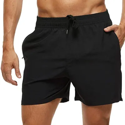 Men's Quick-Drying Casual Solid Color Beach Shorts with Printing