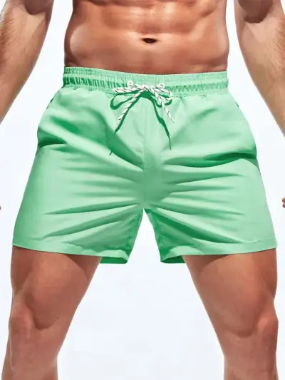 Men's Quick-Drying Casual Solid Color Beach Shorts with Printing