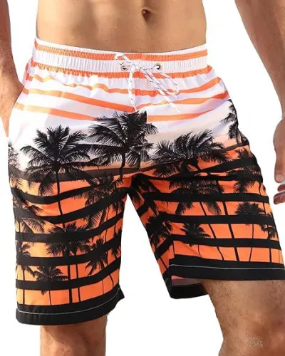 Men's Fashion Casual Printed Beach Shorts Ultra-Soft Polyester