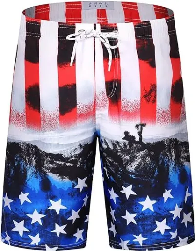 Men's Fashion Casual Printed Beach Shorts Ultra-Soft Polyester