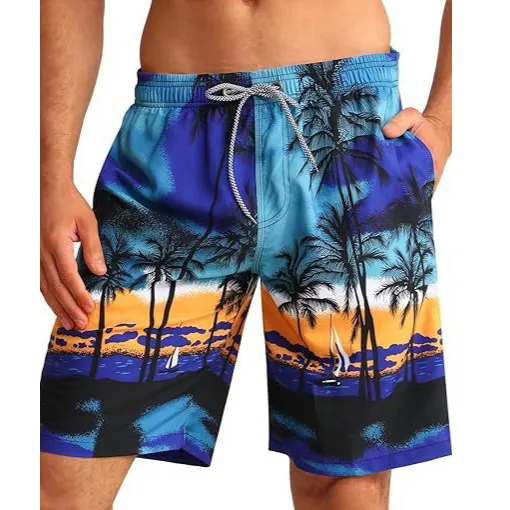 Men's Fashion Casual Printed Beach Shorts Ultra-Soft Polyester