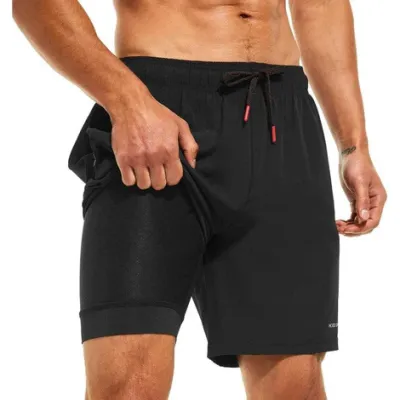 Men's Fashion Casual 3D Digital Printing Double-Layer Beach Shorts with Super Soft Polyester