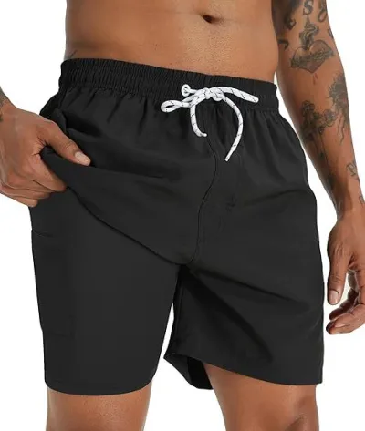 Men's Fashion Casual 3D Digital Printing Double-Layer Beach Shorts with Super Soft Polyester
