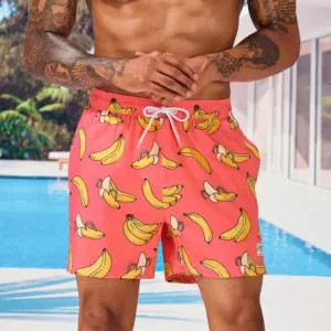 Men Fashion Casual Printed Quick-Drying Loose Thin Beach Shorts