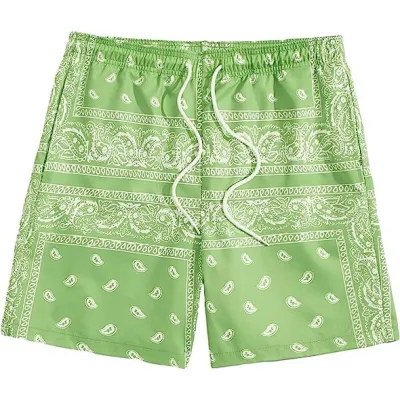 Men Fashion Casual Printed Quick-Drying Loose Thin Beach Shorts