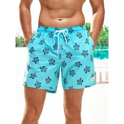 Men Fashion Casual Printed Quick-Drying Loose Thin Beach Shorts